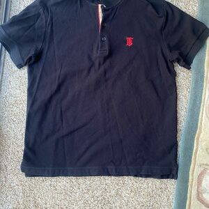 Burberry Black Polo with Red and Gold Accents
